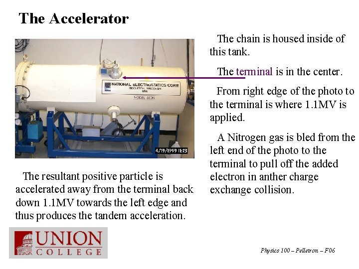 The Accelerator • The chain is housed inside of this tank. • The terminal