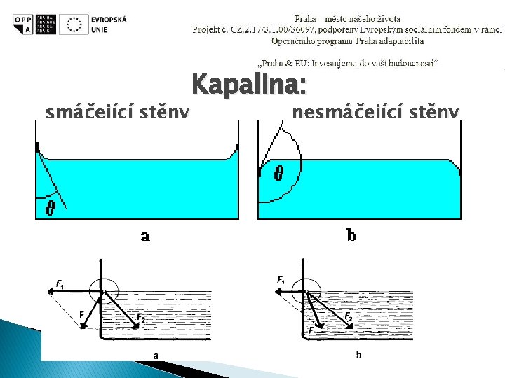 smáčející stěny Kapalina: nesmáčející stěny 