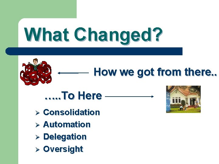 What Changed? How we got from there. . …. . To Here Ø Ø