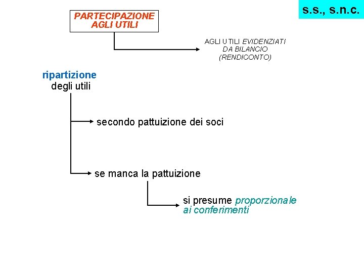 s. s. , s. n. c. PARTECIPAZIONE AGLI UTILI EVIDENZIATI DA BILANCIO (RENDICONTO) ripartizione