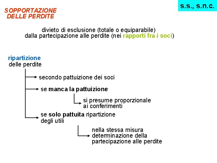 SOPPORTAZIONE DELLE PERDITE divieto di esclusione (totale o equiparabile) dalla partecipazione alle perdite (nei