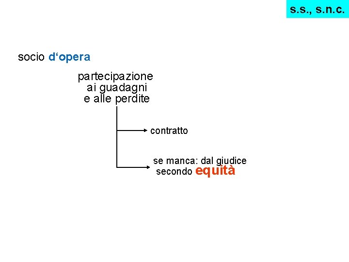 s. s. , s. n. c. socio d‘opera partecipazione ai guadagni e alle perdite