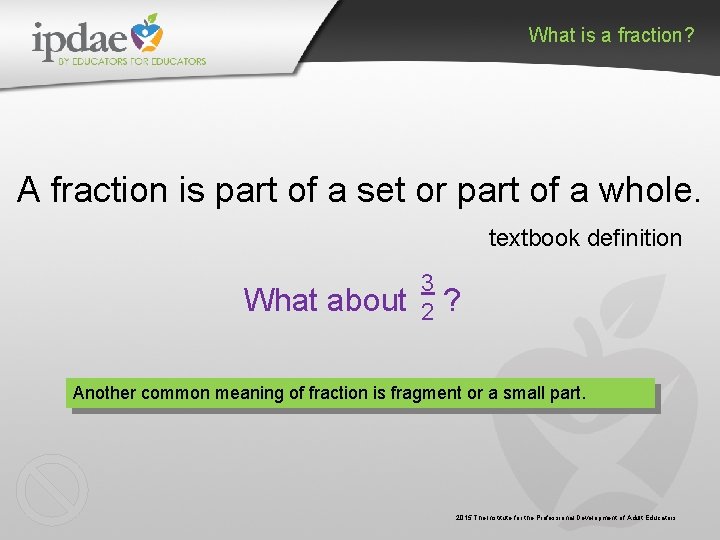 What is a fraction? A fraction is part of a set or part of