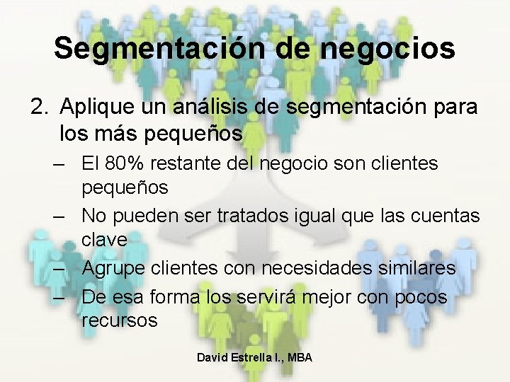 Segmentación de negocios 2. Aplique un análisis de segmentación para los más pequeños –