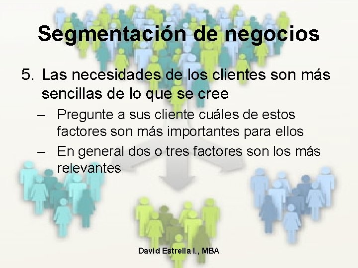 Segmentación de negocios 5. Las necesidades de los clientes son más sencillas de lo