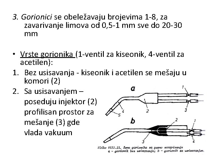 3. Gorionici se obeležavaju brojevima 1 -8, za zavarivanje limova od 0, 5 -1