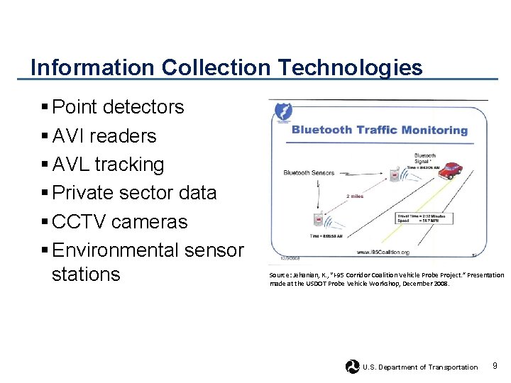 Information Collection Technologies § Point detectors § AVI readers § AVL tracking § Private