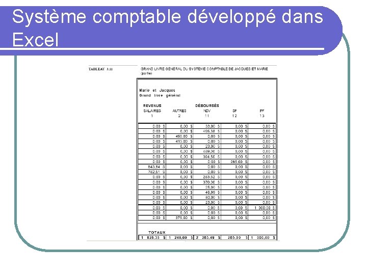 Système comptable développé dans Excel 