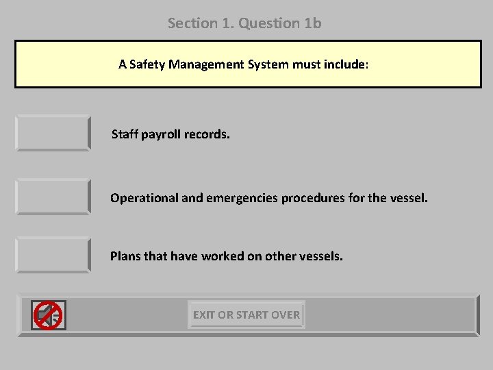Section 1. Question 1 b A Safety Management System must include: Staff payroll records.