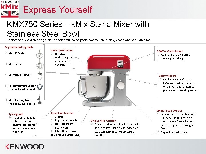 Express Yourself KMX 750 Series – k. Mix Stand Mixer with Stainless Steel Bowl Express Yourself KMX 750 Series – k. Mix Stand Mixer with Stainless Steel Bowl