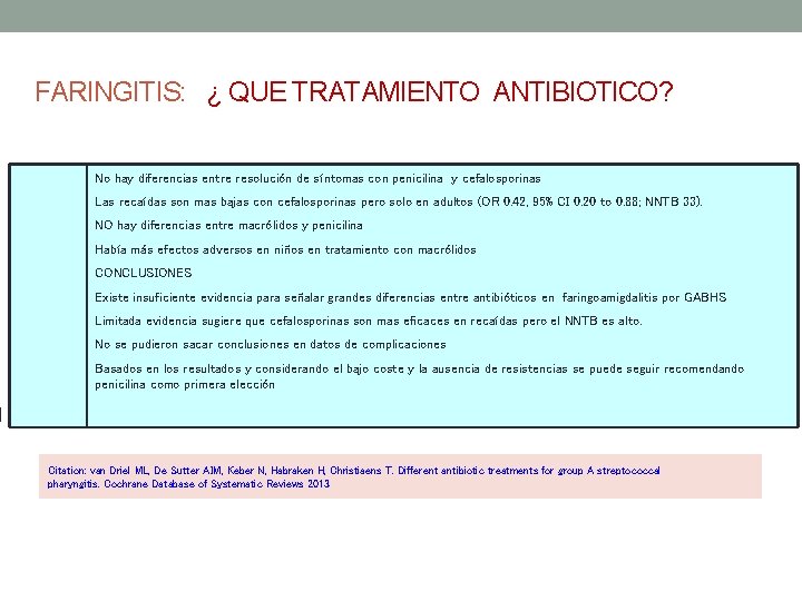 FARINGITIS: ¿ QUE TRATAMIENTO ANTIBIOTICO? No hay diferencias entre resolución de síntomas con penicilina