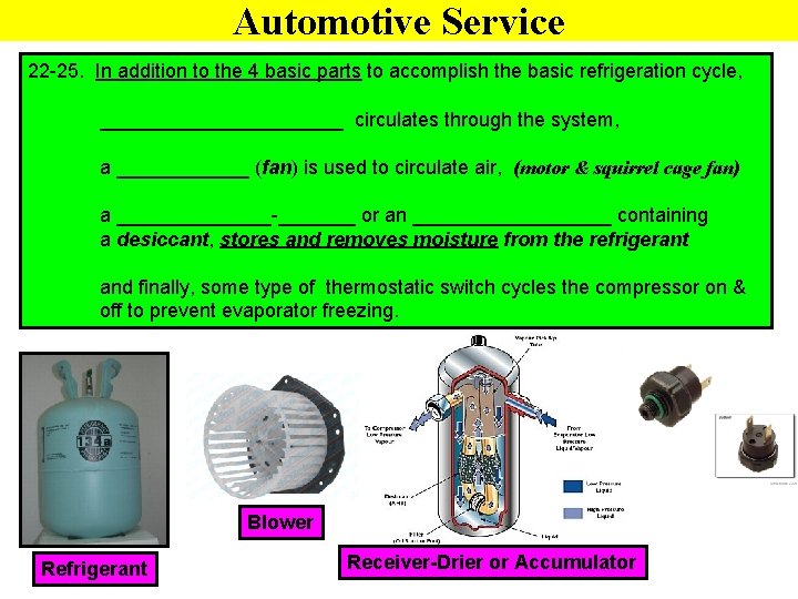 Automotive Service 22 -25. In addition to the 4 basic parts to accomplish the