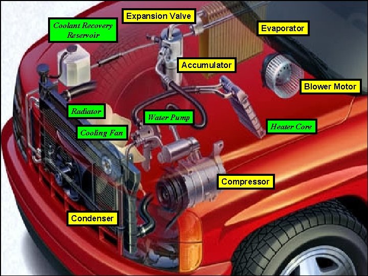 Expansion Valve Coolant Recovery Reservoir Evaporator Accumulator Blower Motor Radiator Water Pump Heater Core