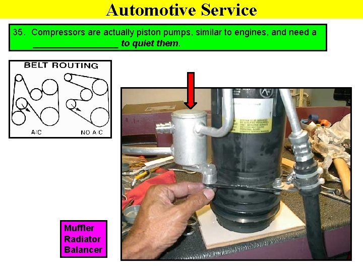 Automotive Service 35. Compressors are actually piston pumps, similar to engines, and need a