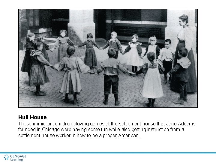 Hull House These immigrant children playing games at the settlement house that Jane Addams