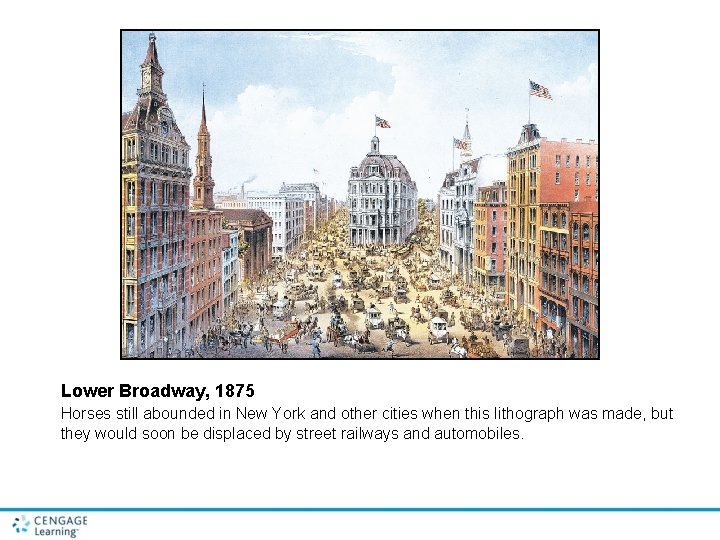 Lower Broadway, 1875 Horses still abounded in New York and other cities when this