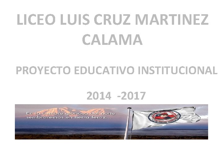 LICEO LUIS CRUZ MARTINEZ CALAMA PROYECTO EDUCATIVO INSTITUCIONAL 2014 -2017 