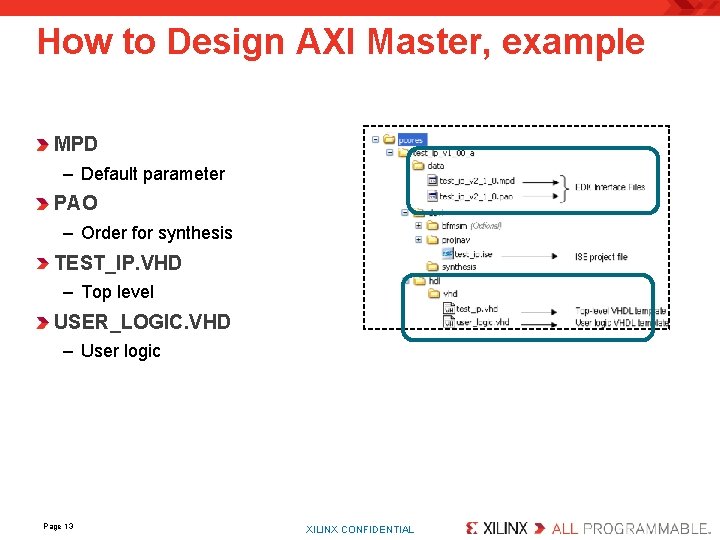 How to Design AXI Master, example MPD – Default parameter PAO – Order for
