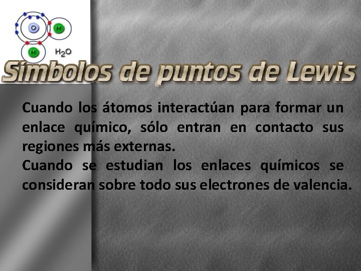 Cuando los átomos interactúan para formar un enlace químico, sólo entran en contacto sus