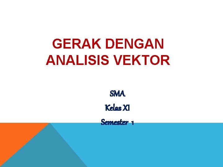 GERAK DENGAN ANALISIS VEKTOR SMA Kelas XI Semester 1 GERAK DENGAN ANALISIS VEKTOR SMA Kelas XI Semester 1