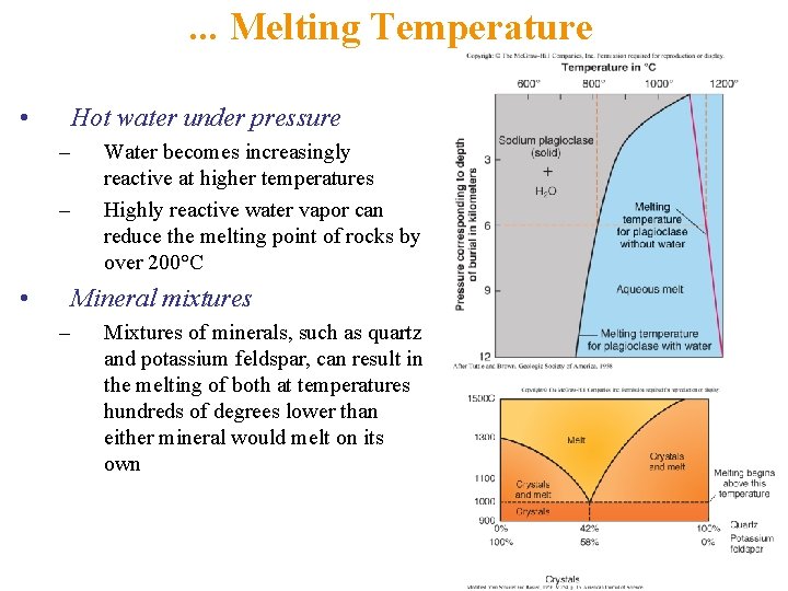 . . . Melting Temperature • Hot water under pressure – – • Water