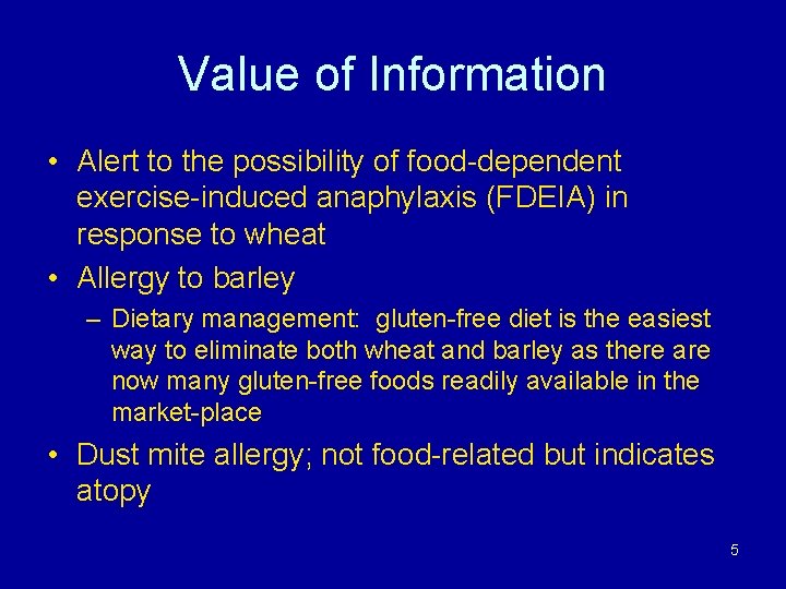 CASE STUDY Food allergies Exerciseinduced anaphylaxis Histamine sensitivity
