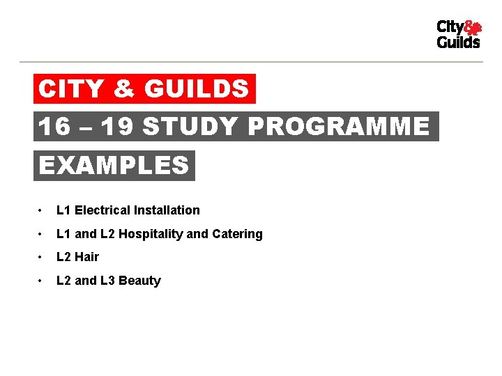 CITY & GUILDS 16 – 19 STUDY PROGRAMME EXAMPLES • L 1 Electrical Installation