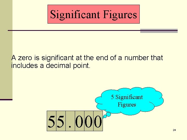 Significant Figures A zero is significant at the end of a number that includes