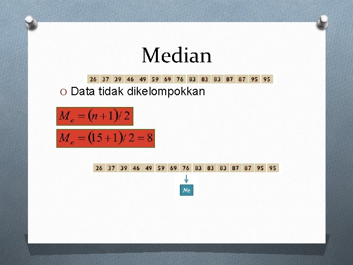 Median O Data tidak dikelompokkan 