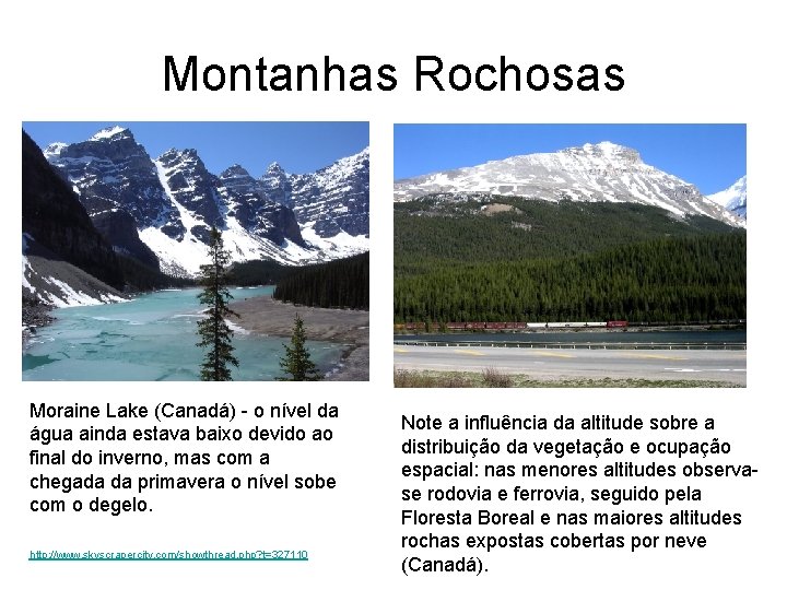 Montanhas Rochosas Moraine Lake (Canadá) - o nível da água ainda estava baixo devido Montanhas Rochosas Moraine Lake (Canadá) - o nível da água ainda estava baixo devido