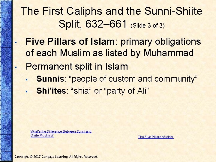 The First Caliphs and the Sunni-Shiite Split, 632– 661 (Slide 3 of 3) ▪