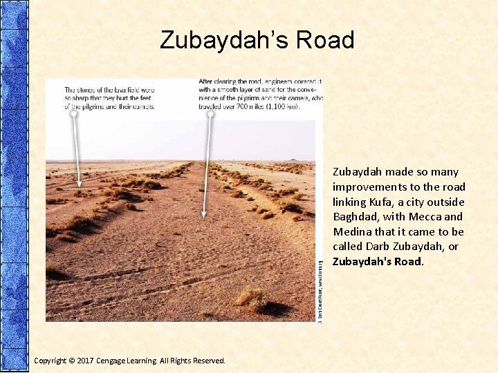Zubaydah’s Road Zubaydah made so many improvements to the road linking Kufa, a city