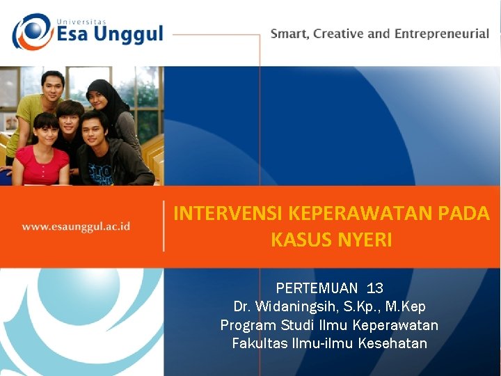 INTERVENSI KEPERAWATAN PADA KASUS NYERI PERTEMUAN 13 Dr. Widaningsih, S. Kp. , M. Kep