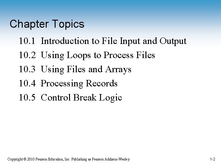 Chapter Topics 10. 1 10. 2 10. 3 10. 4 10. 5 Introduction to
