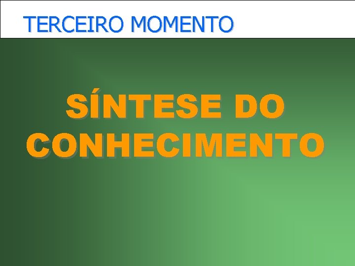 TERCEIRO MOMENTO SÍNTESE DO CONHECIMENTO 