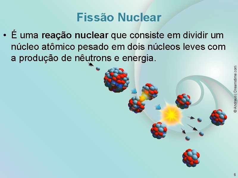 Fissão Nuclear © Andreus | Dreamstime. com • É uma reação nuclear que consiste