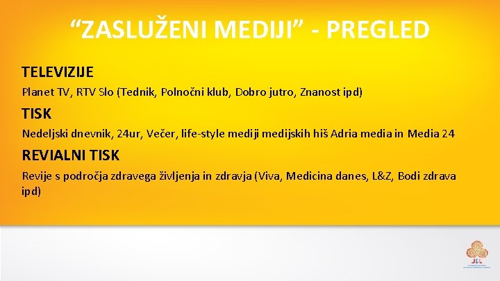 “ZASLUŽENI MEDIJI” - PREGLED TELEVIZIJE Planet TV, RTV Slo (Tednik, Polnočni klub, Dobro jutro,