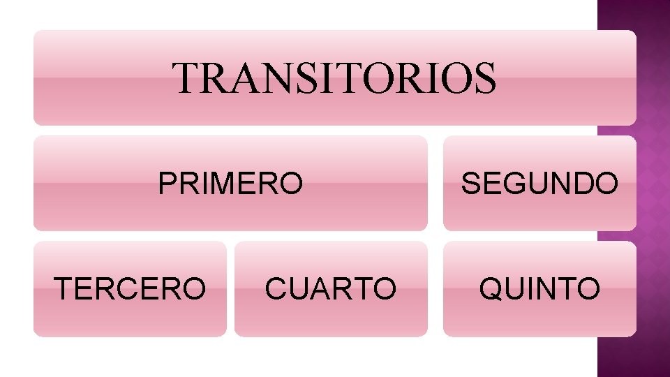 TRANSITORIOS PRIMERO TERCERO CUARTO SEGUNDO QUINTO 