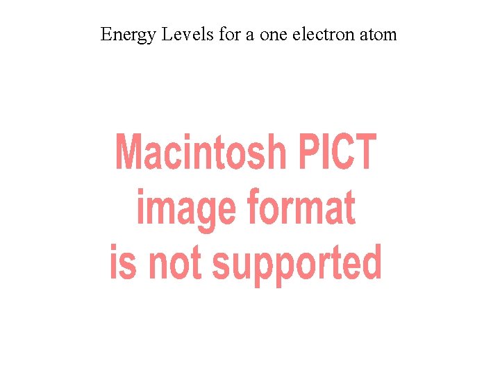 Energy Levels for a one electron atom 