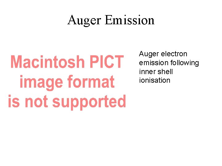 Auger Emission Auger electron emission following inner shell ionisation 