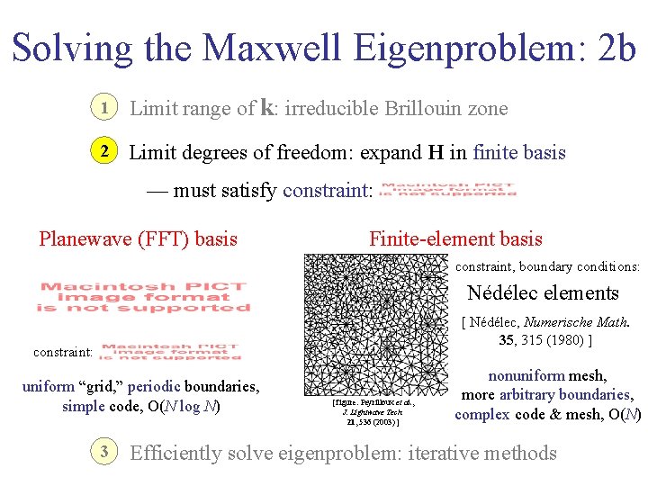 Solving the Maxwell Eigenproblem: 2 b 1 Limit range of k: irreducible Brillouin zone