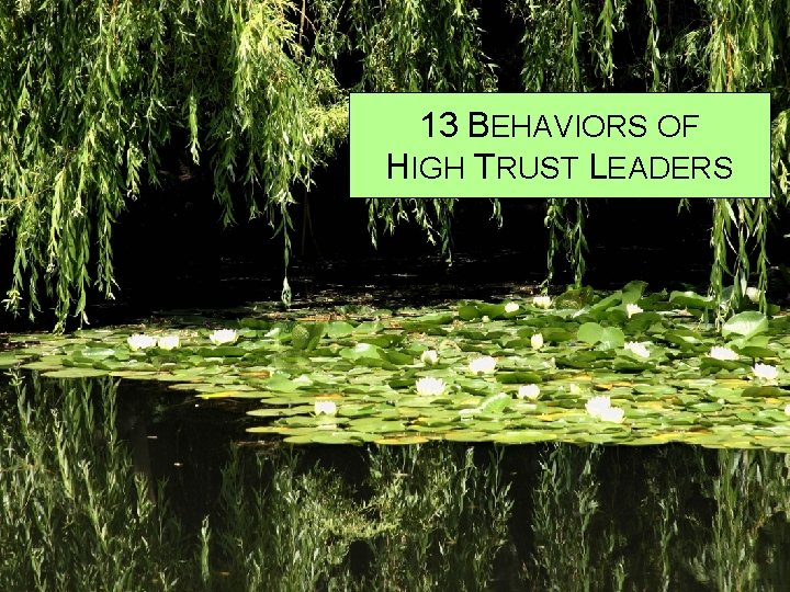 13 BEHAVIORS OF HIGH TRUST LEADERS © 2004 -2006 Covey. Link 