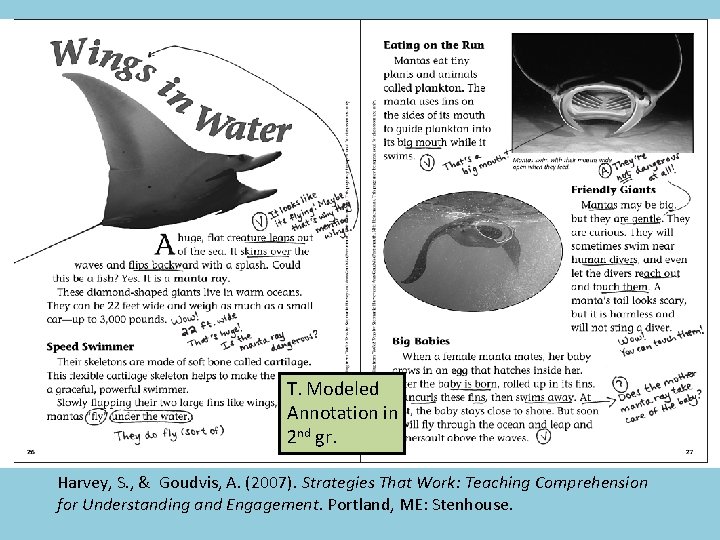 T. Modeled Annotation in 2 nd gr. Harvey, S. , & Goudvis, A. (2007).