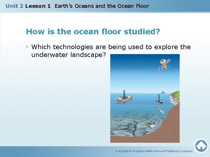 Unit 2 Lesson 1 Earth’s Oceans and the Ocean Floor How is the ocean