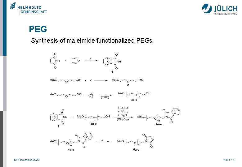 PEG Synthesis of maleimide functionalized PEGs 10 November 2020 Folie 11 