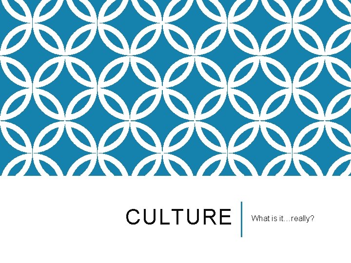 CULTURE What is it…really? 