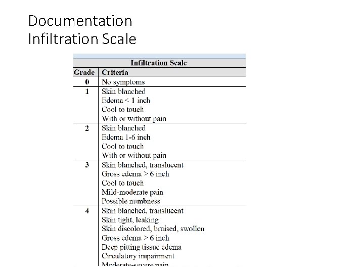 Documentation Infiltration Scale 