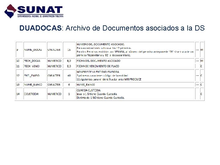 DUADOCAS: Archivo de Documentos asociados a la DS 