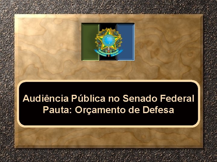 Audiência Pública no Senado Federal Pauta: Orçamento de Defesa 