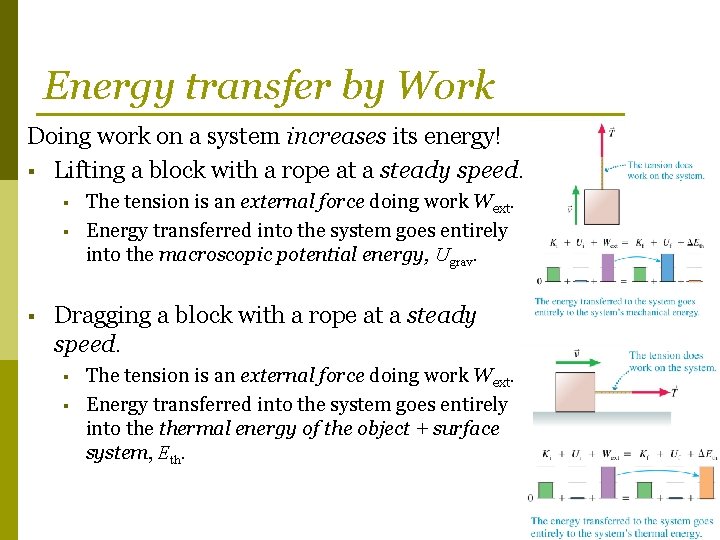 Energy transfer by Work Doing work on a system increases its energy! § Lifting